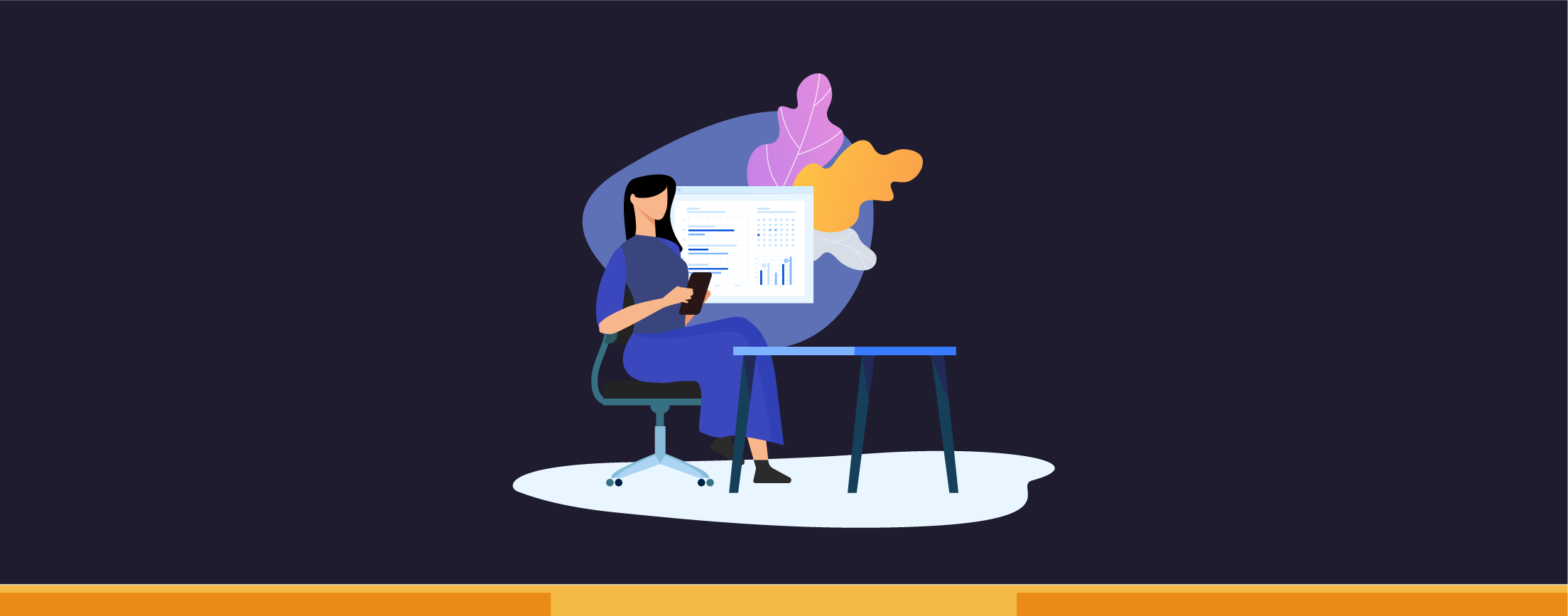 Virtual Accountant guide - vector graphic demonstrating a virtual accountant at work