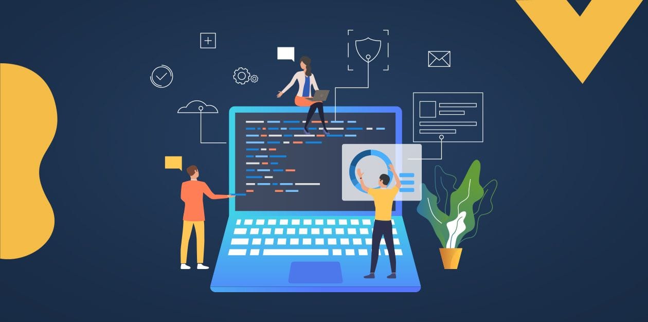 Graphic representation employees working online with a fractional CFO