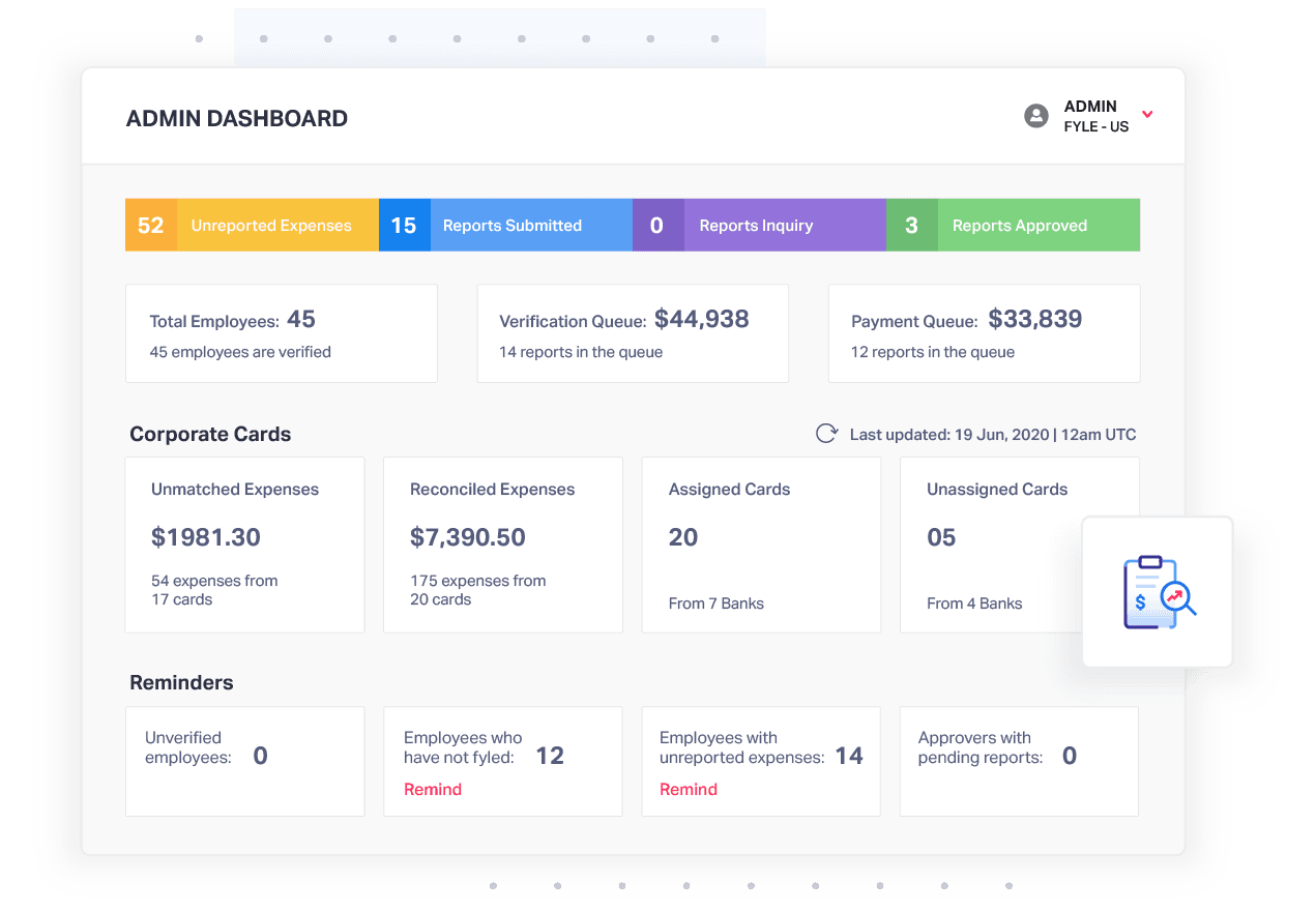 Fyle Expense Management Powerful Dashboard