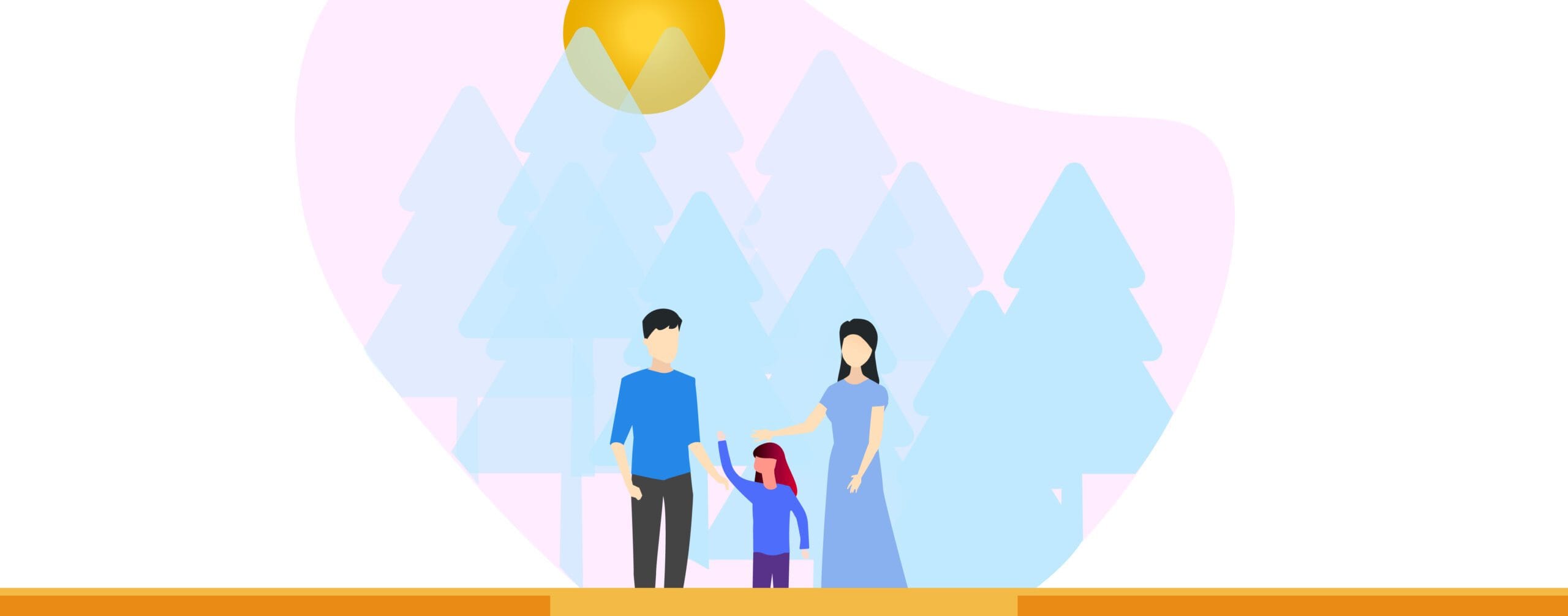 Paternity and Maternity Leave in California - graphic of a family of three