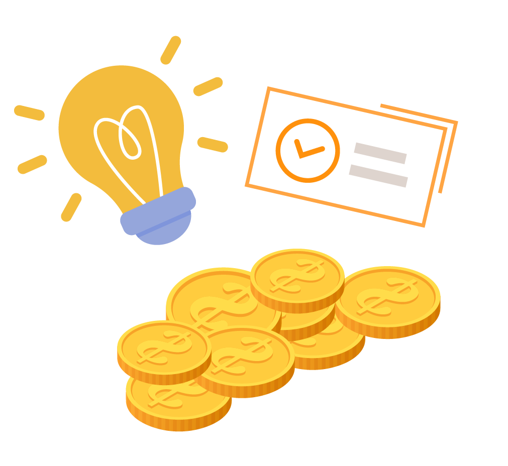 Payroll compliance vector image showing a light bulb and gold coins